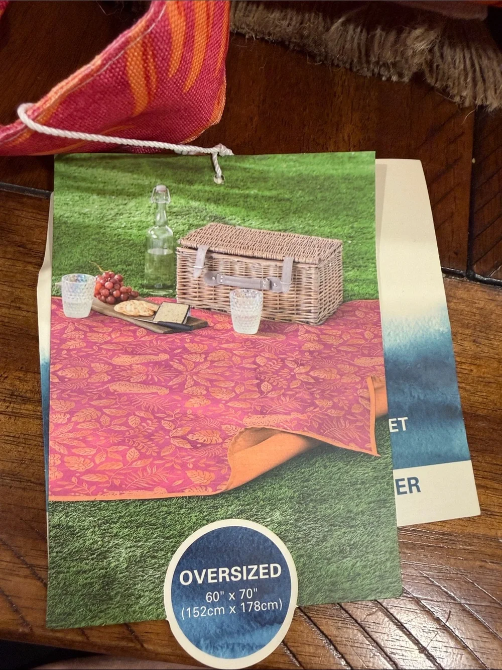 Oversized Floral Outdoor Picnic Blanket Pink & Orange water repellant reversible